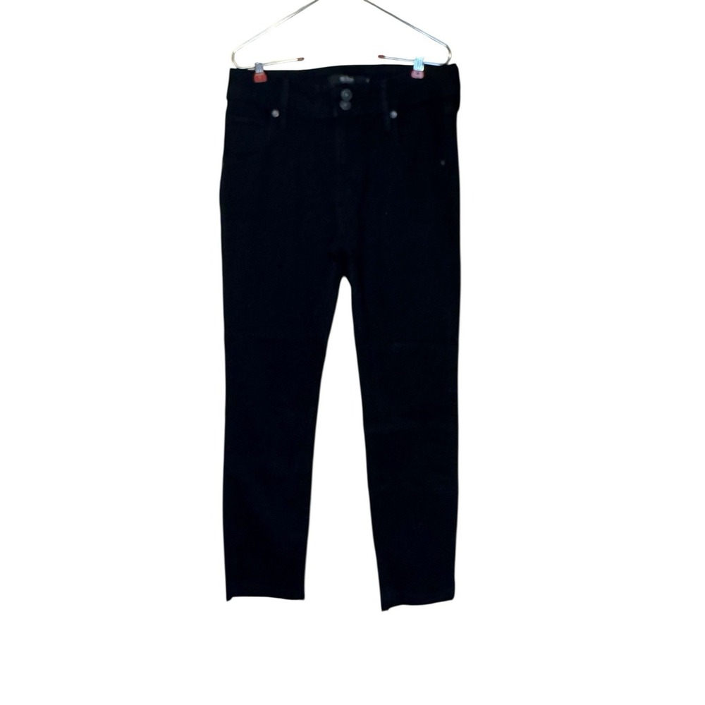 Hudson Women Jeans Skinny Leg Solid 2-Button Raw Hem Mid-Rise Denim Black Size 8